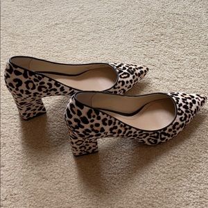 Marc Fisher mule hair leopard heels, size 8